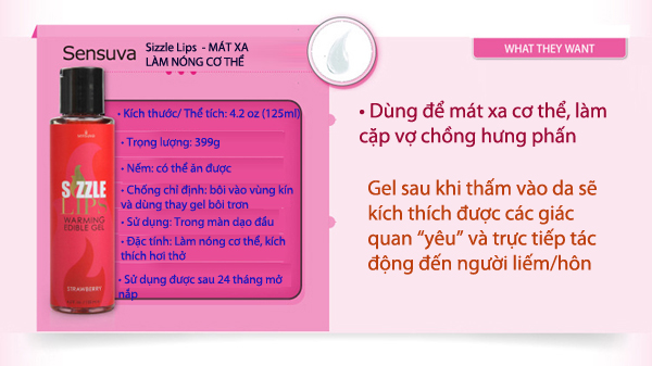  Bỏ sỉ Gel mát xa làm nóng cơ thể nếm được Sensuva Sizzle Lips nhập khẩu