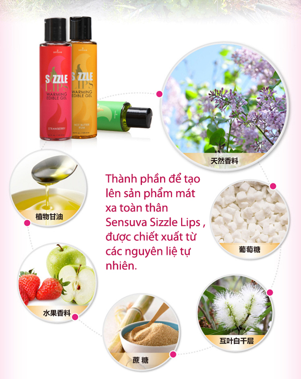  Bỏ sỉ Gel mát xa làm nóng cơ thể nếm được Sensuva Sizzle Lips nhập khẩu