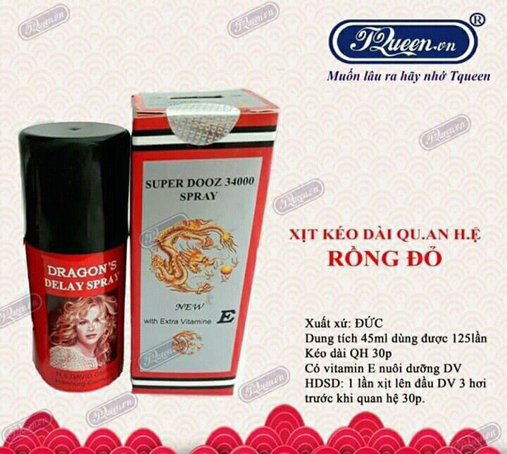 Review Thuốc xịt chống xuất tinh sớm Rồng Đỏ SUPER DOOZ 34000 SPRAY của Đức cao cấp